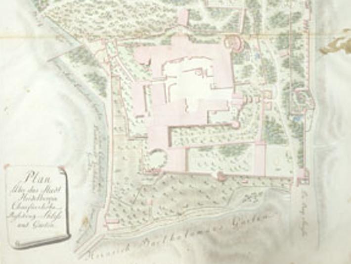 Foto: Universitätsbibliothek Heidelberg Plan von Johann Michael Zeyher für den Heidelberger Schlossgarten